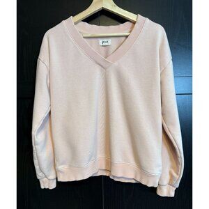 Pact Pullover Organic Cotton V-Neck Pink Sweatshirt Small Long Sleeves Casual